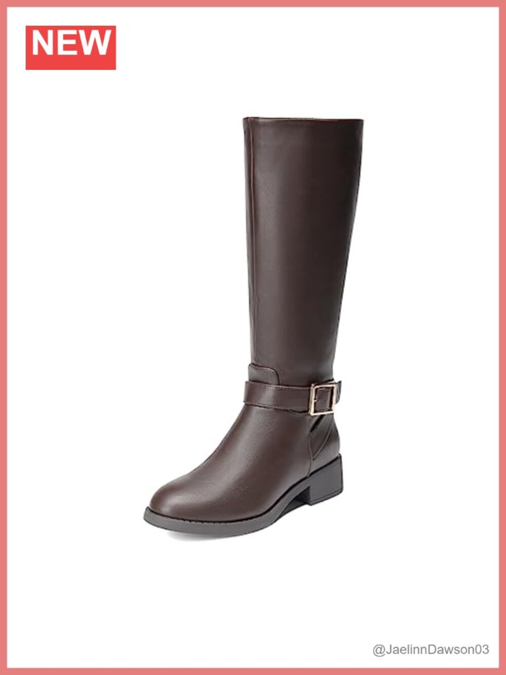 Women's Knee High Riding Boots Faux Leather Low Chunky Heel